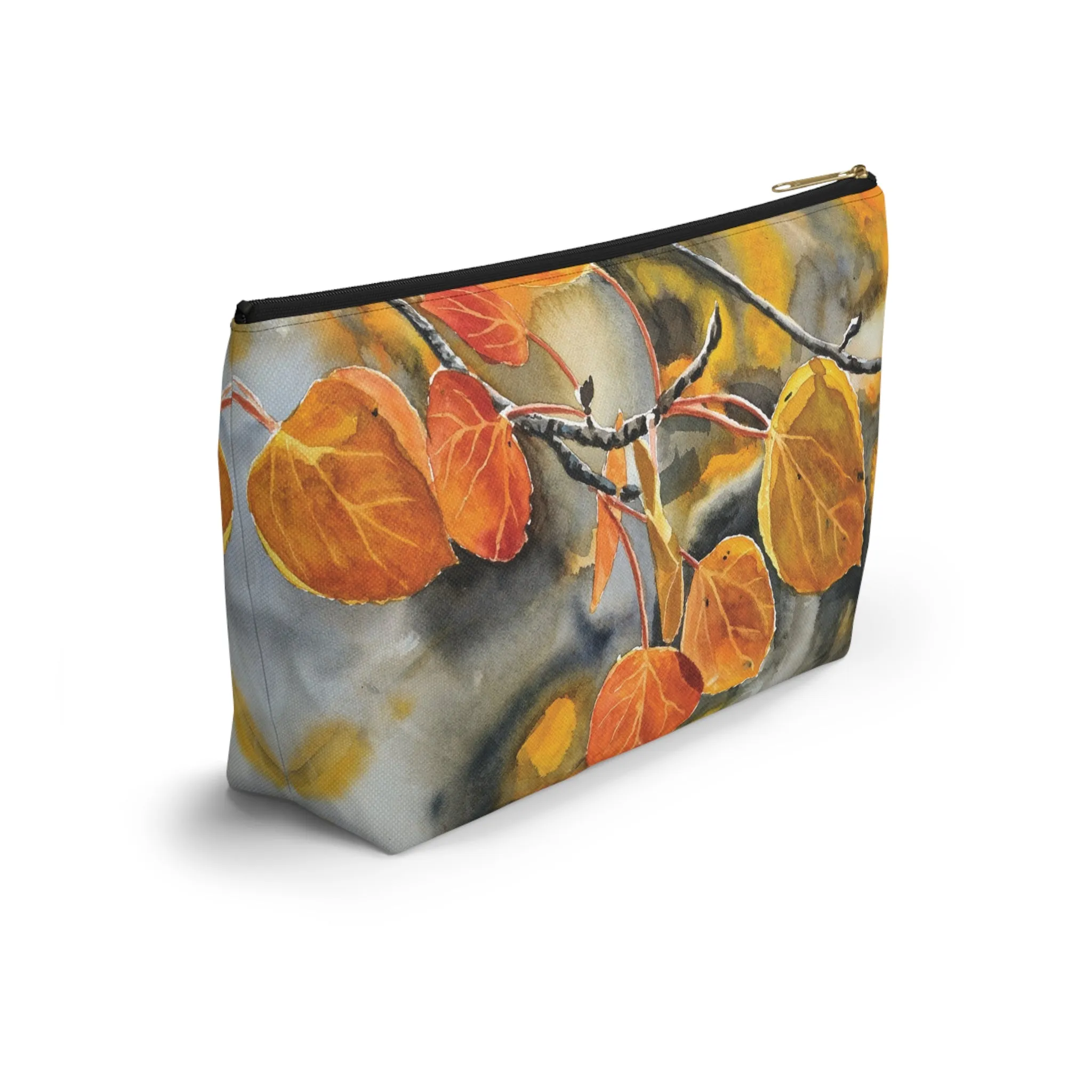 T-Bag Accessory Pouch - "October Orange" Aspens Watercolor Painting