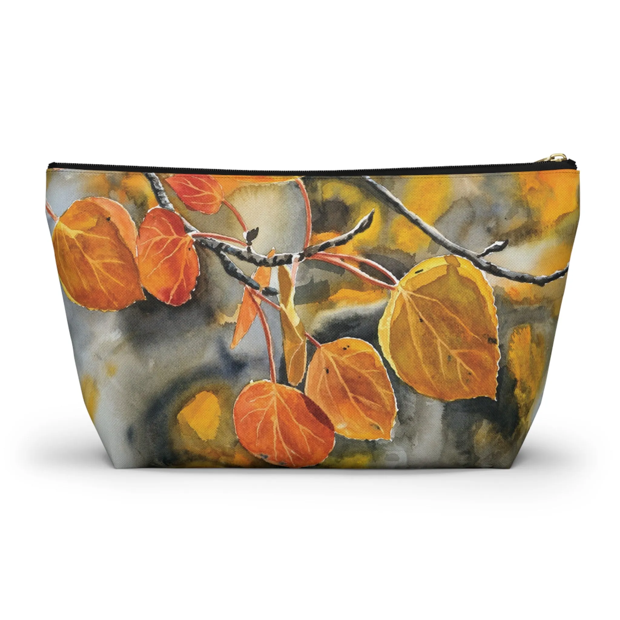 T-Bag Accessory Pouch - "October Orange" Aspens Watercolor Painting