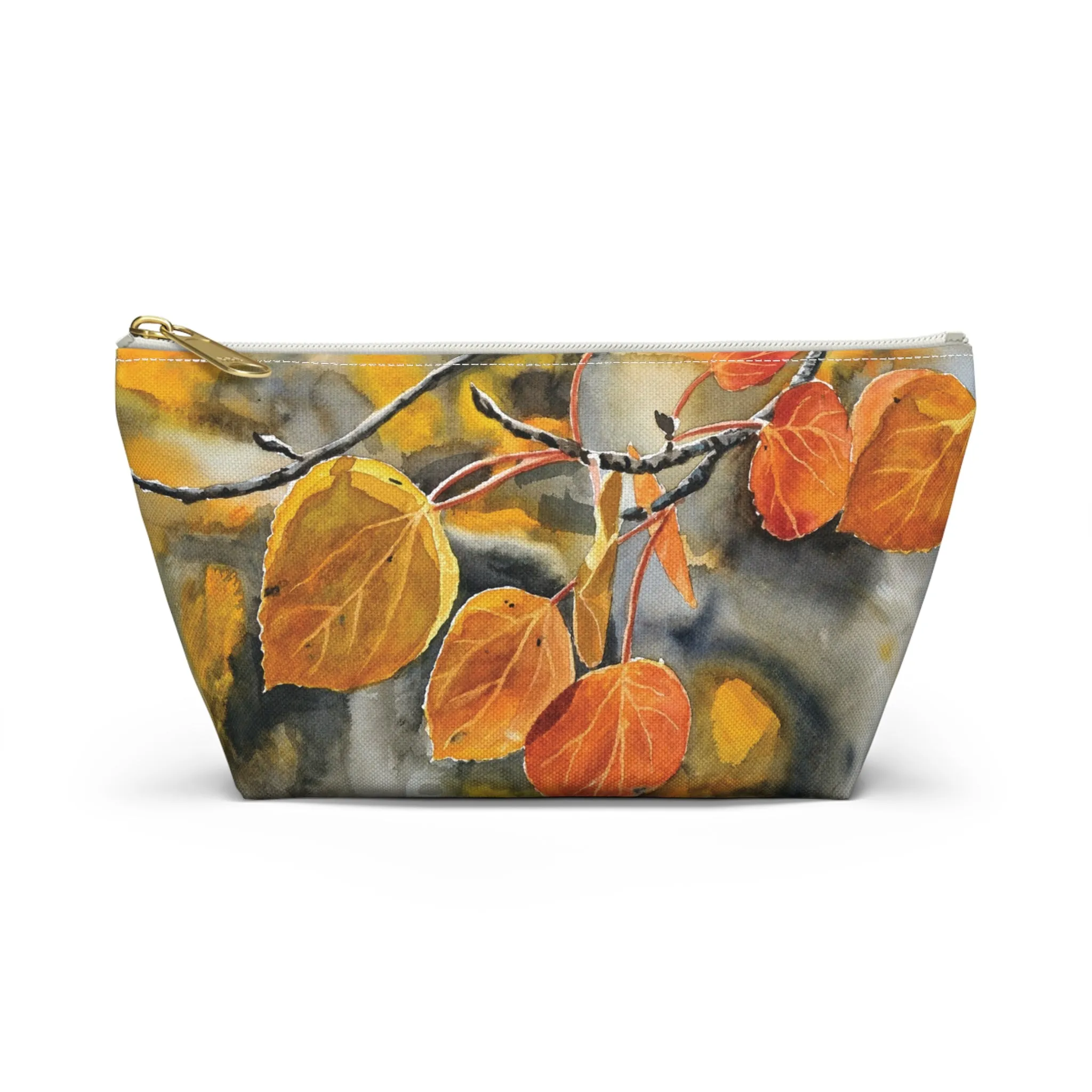 T-Bag Accessory Pouch - "October Orange" Aspens Watercolor Painting