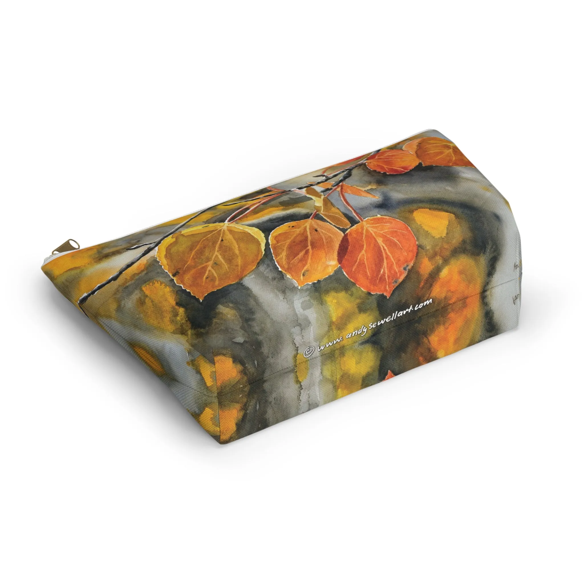 T-Bag Accessory Pouch - "October Orange" Aspens Watercolor Painting