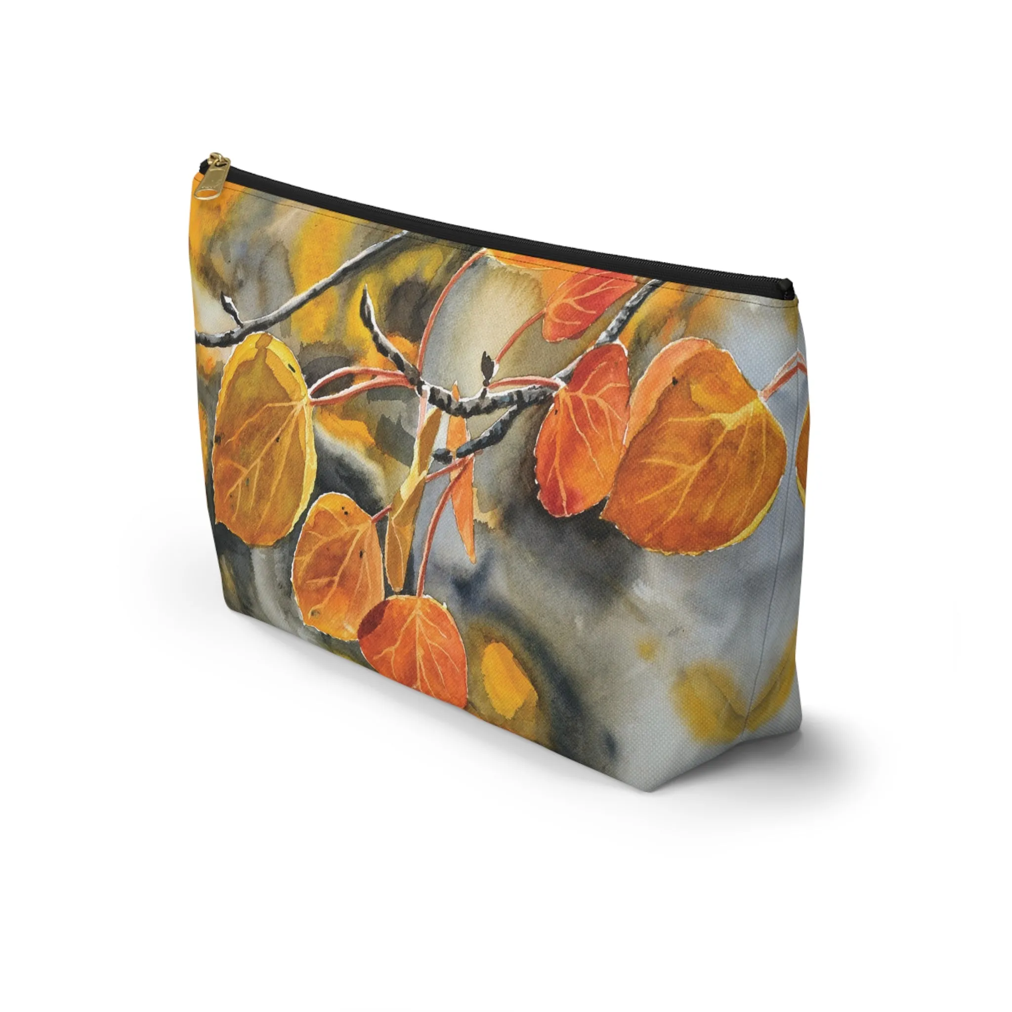T-Bag Accessory Pouch - "October Orange" Aspens Watercolor Painting
