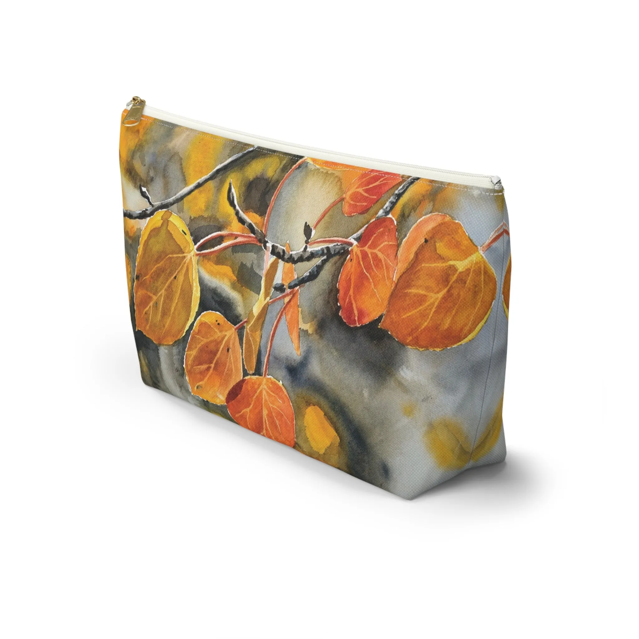 T-Bag Accessory Pouch - "October Orange" Aspens Watercolor Painting