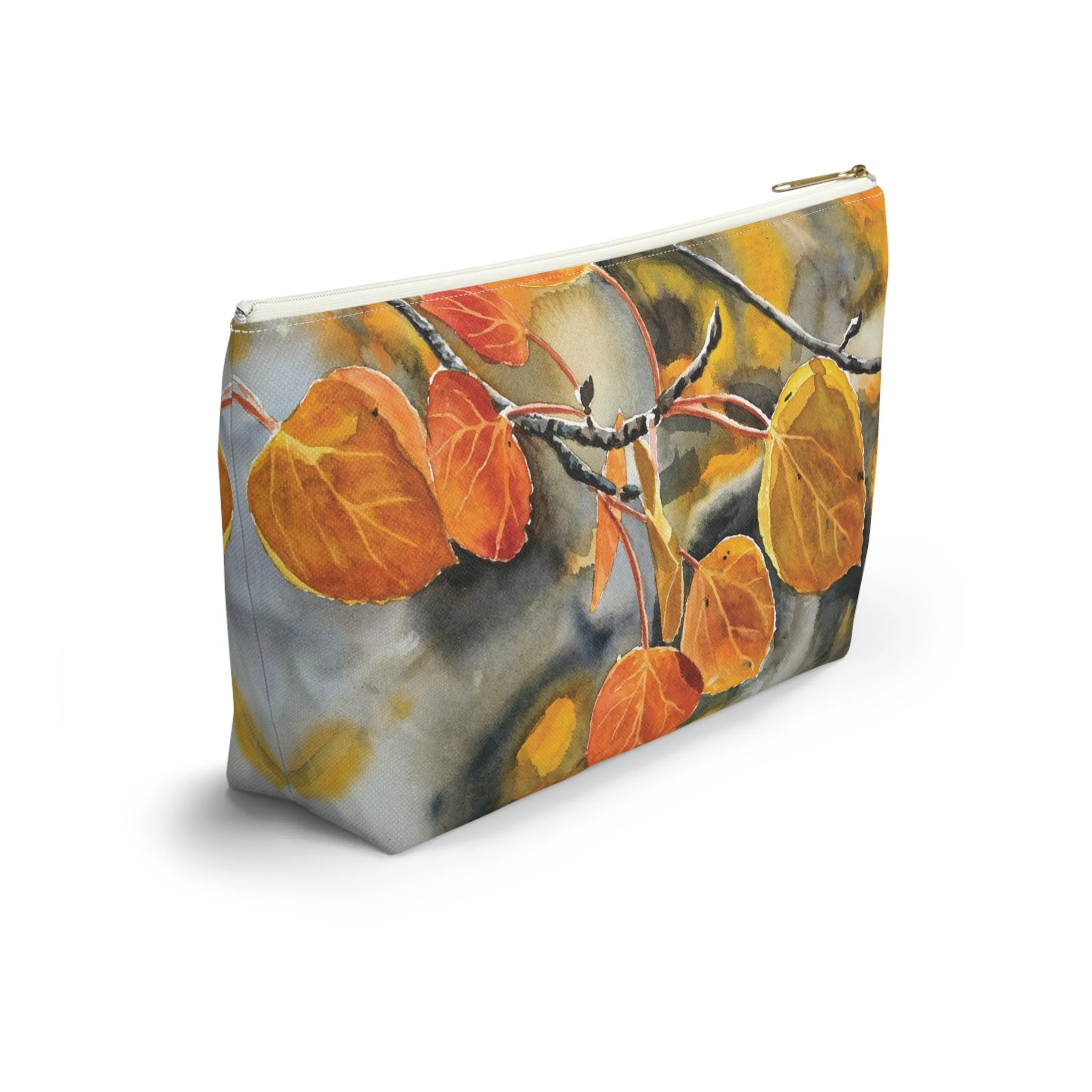 T-Bag Accessory Pouch - "October Orange" Aspens Watercolor Painting