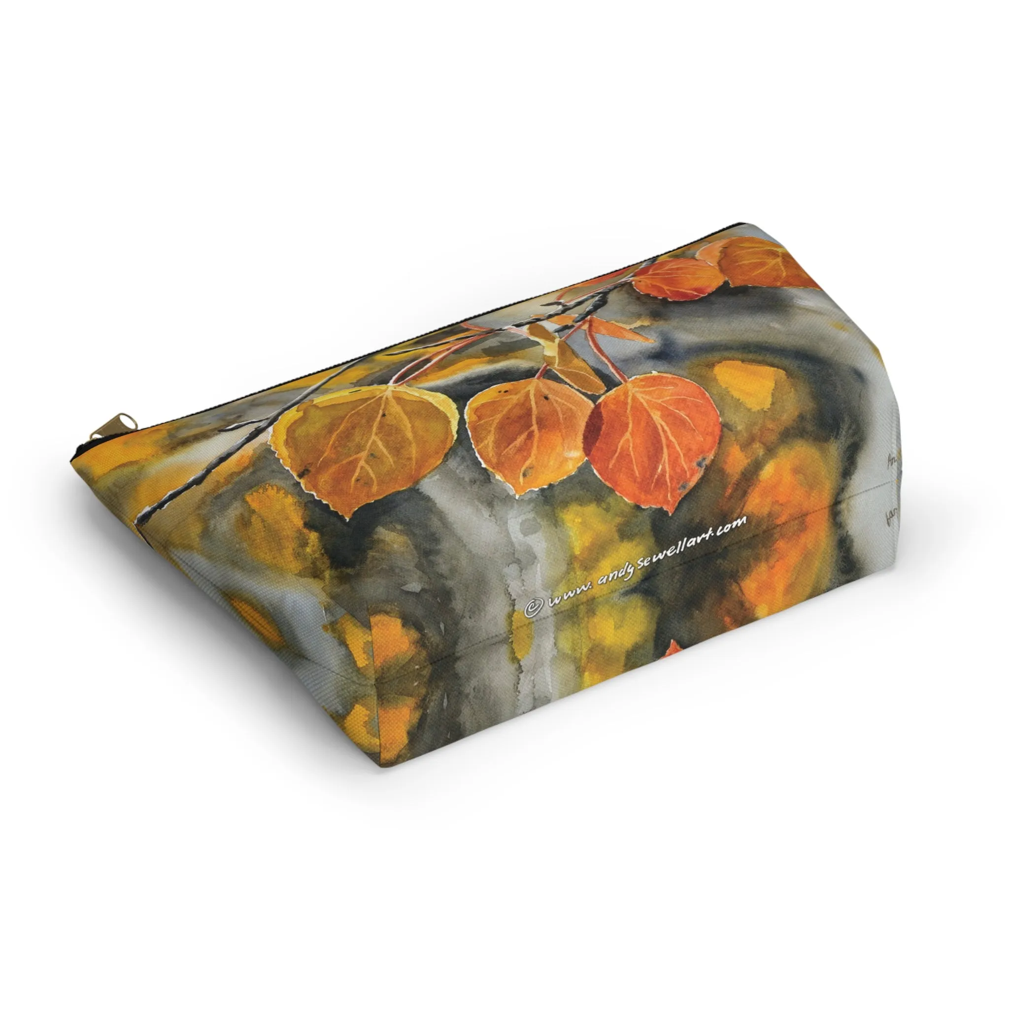 T-Bag Accessory Pouch - "October Orange" Aspens Watercolor Painting