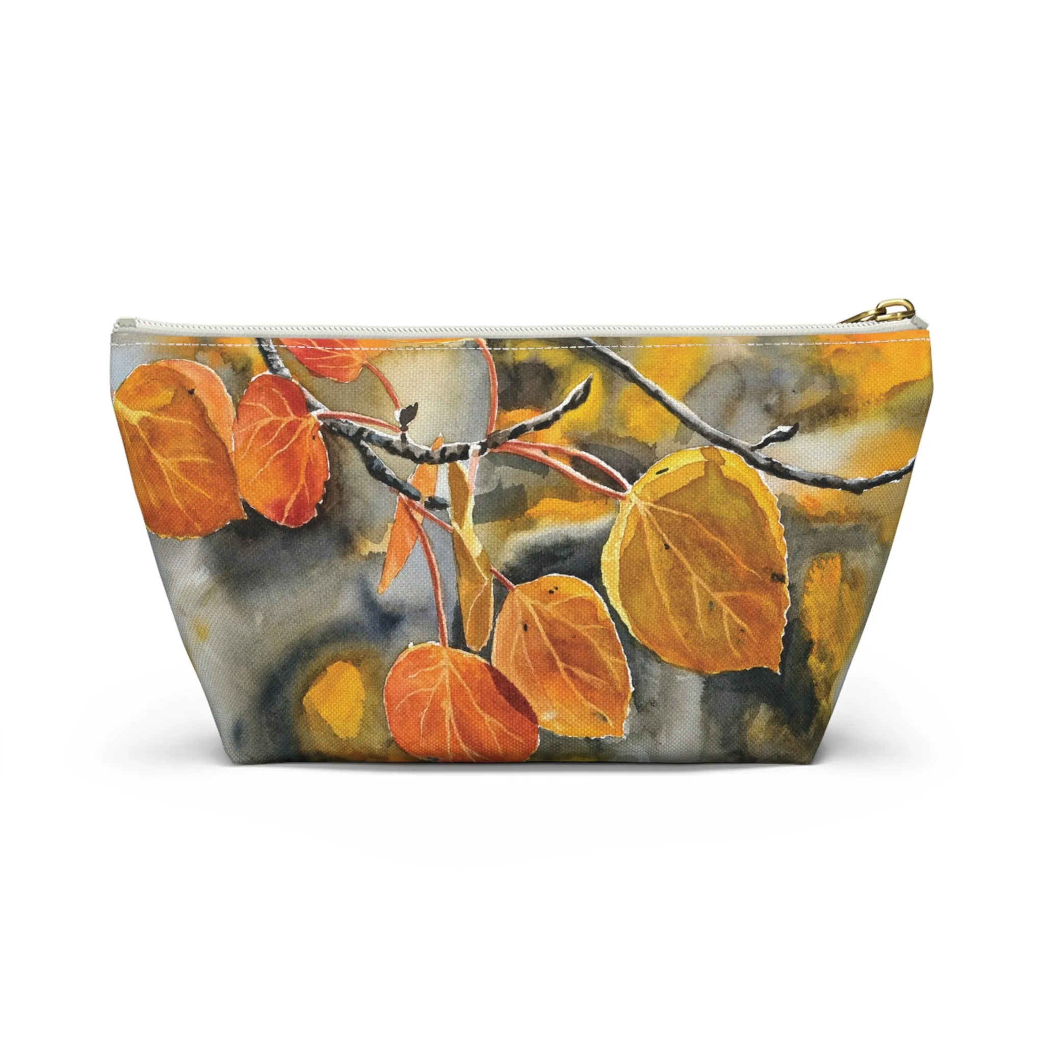 T-Bag Accessory Pouch - "October Orange" Aspens Watercolor Painting