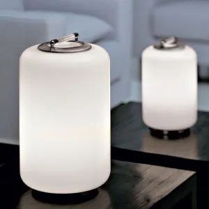 Tall White Murano Glass Cylinder Light For Home And Garden.