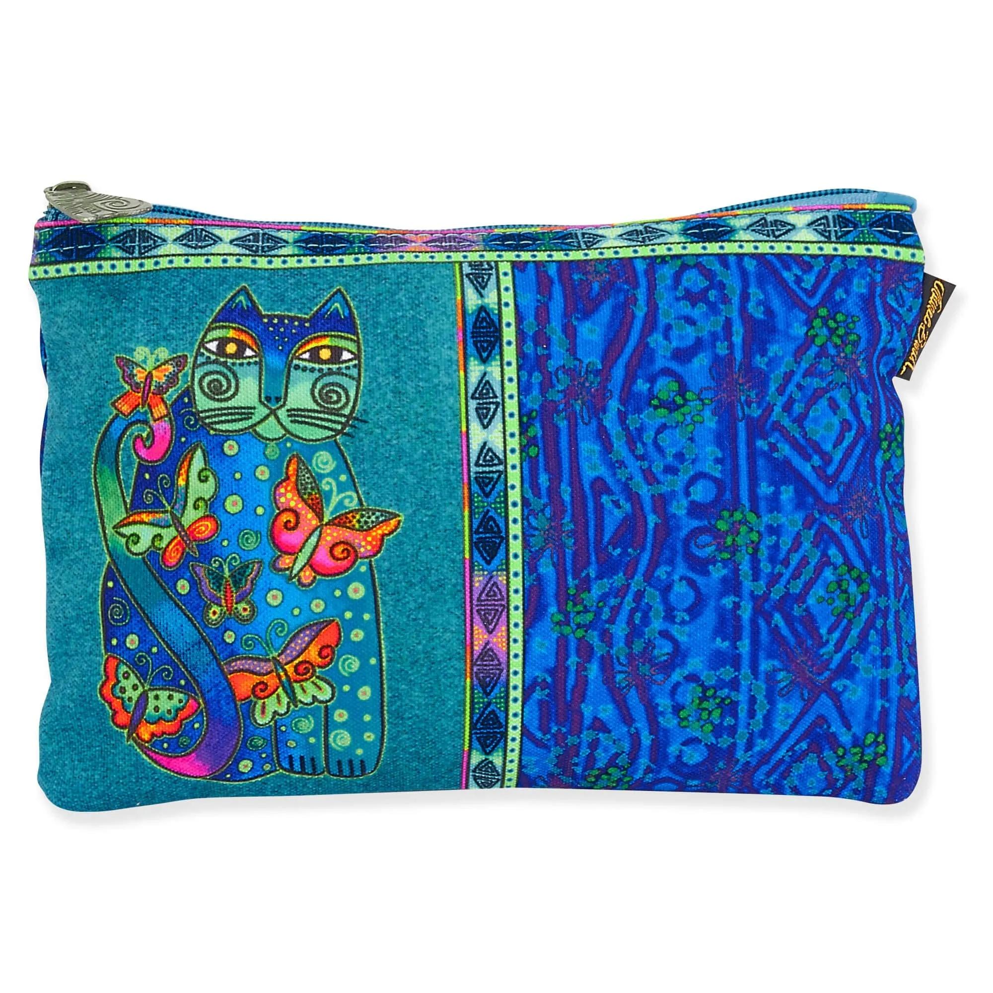 Teal Cat Cosmetic Bag