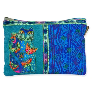 Teal Cat Cosmetic Bag