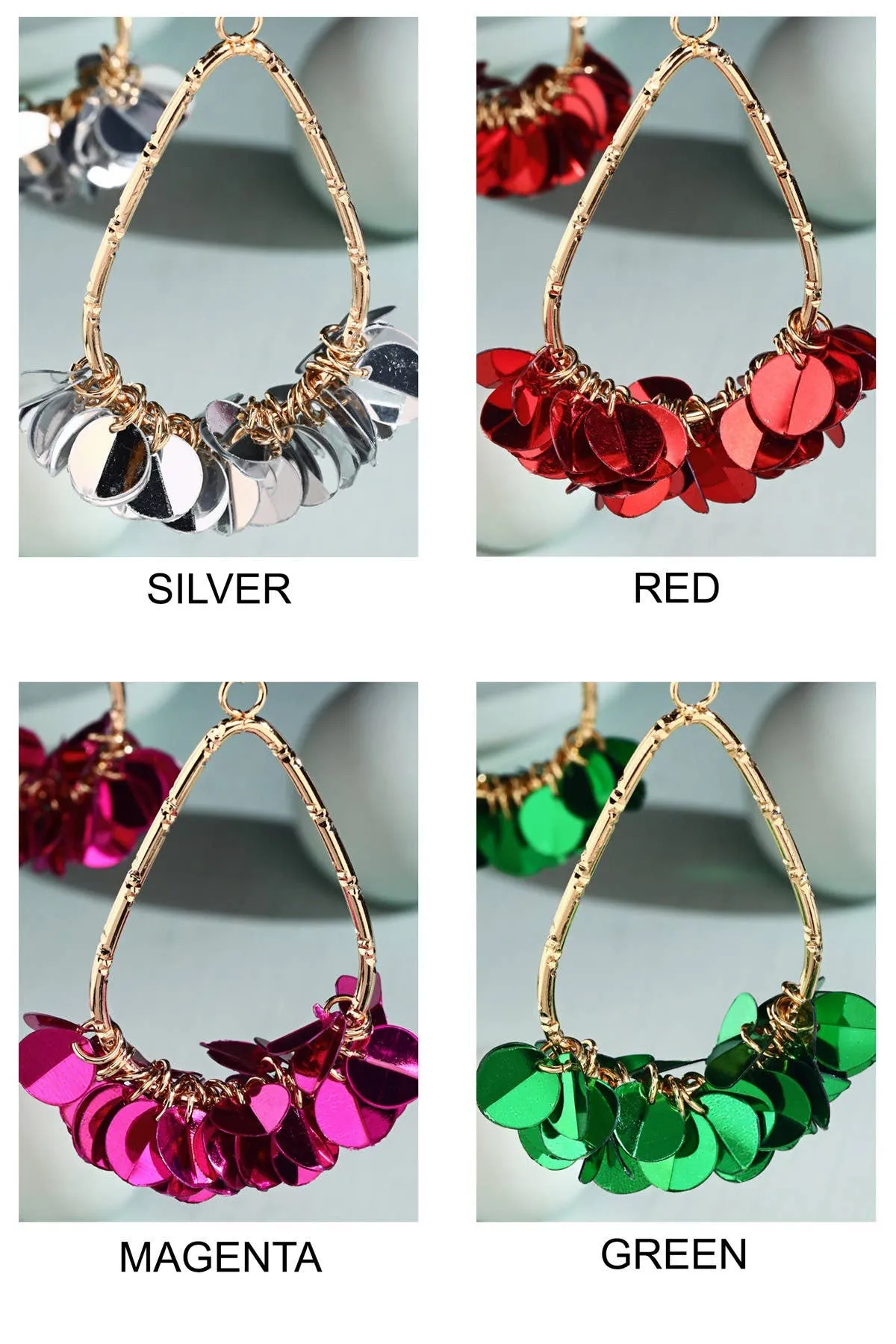 Teardrop-Shaped Sequin Earrings