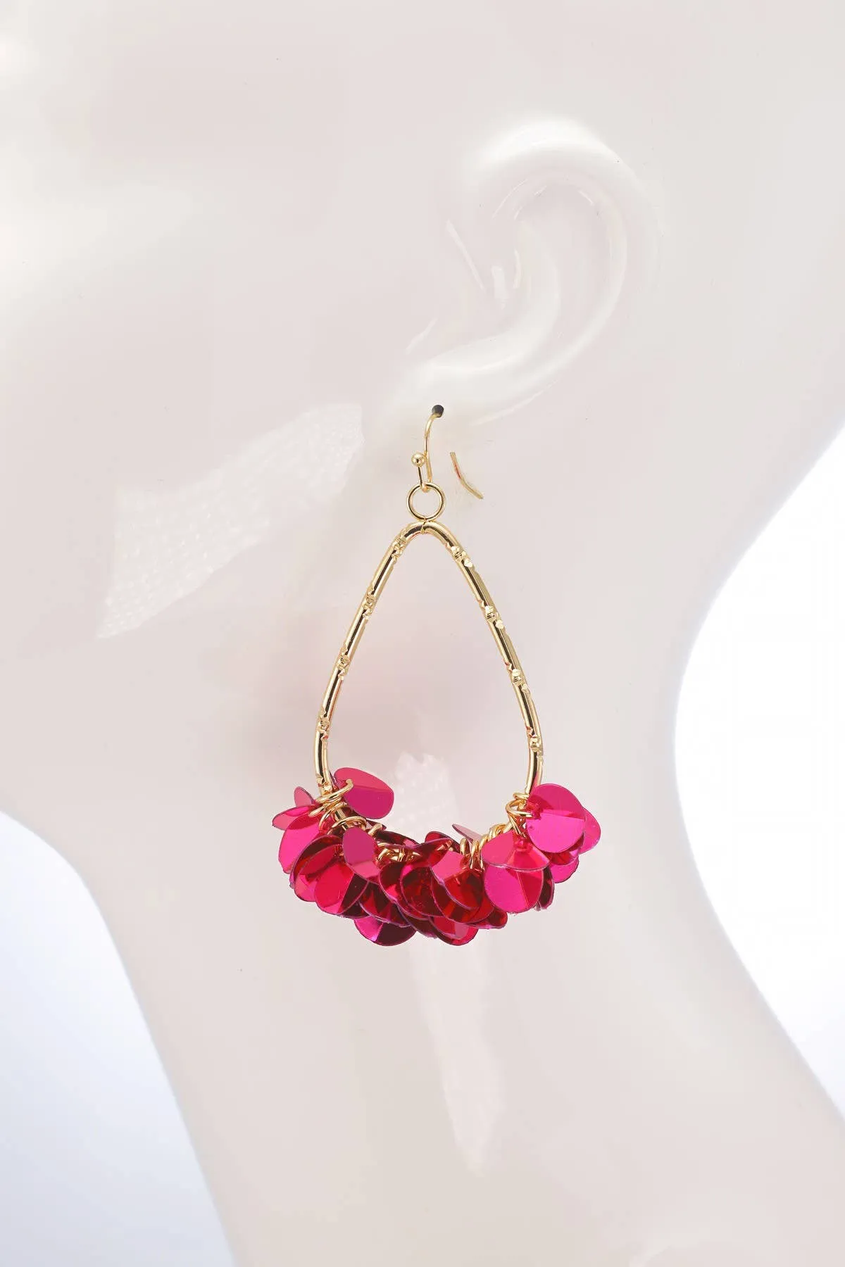 Teardrop-Shaped Sequin Earrings