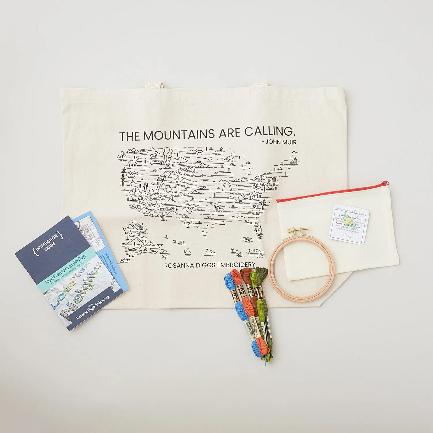 The Mountains Are Calling Embroidery Tote Kit