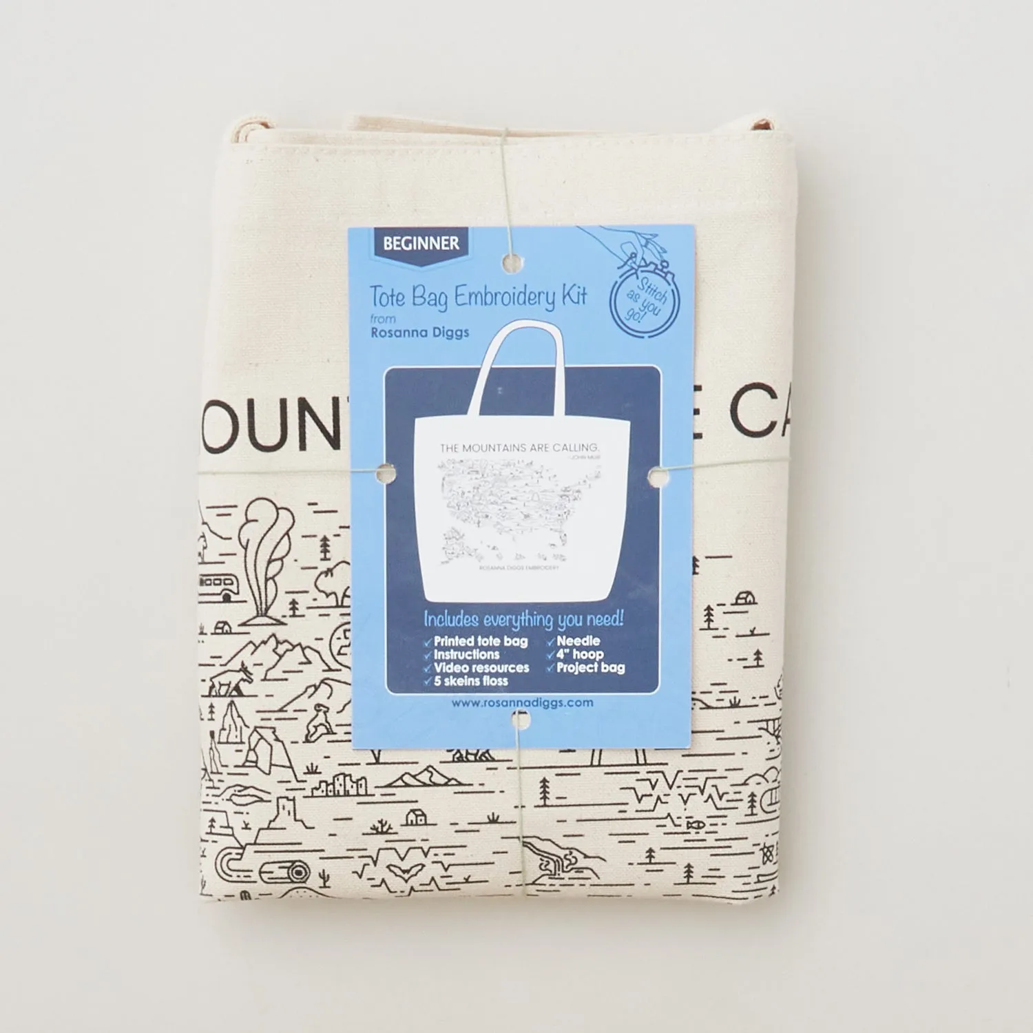 The Mountains Are Calling Embroidery Tote Kit