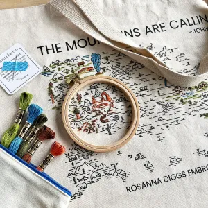 The Mountains Are Calling Embroidery Tote Kit