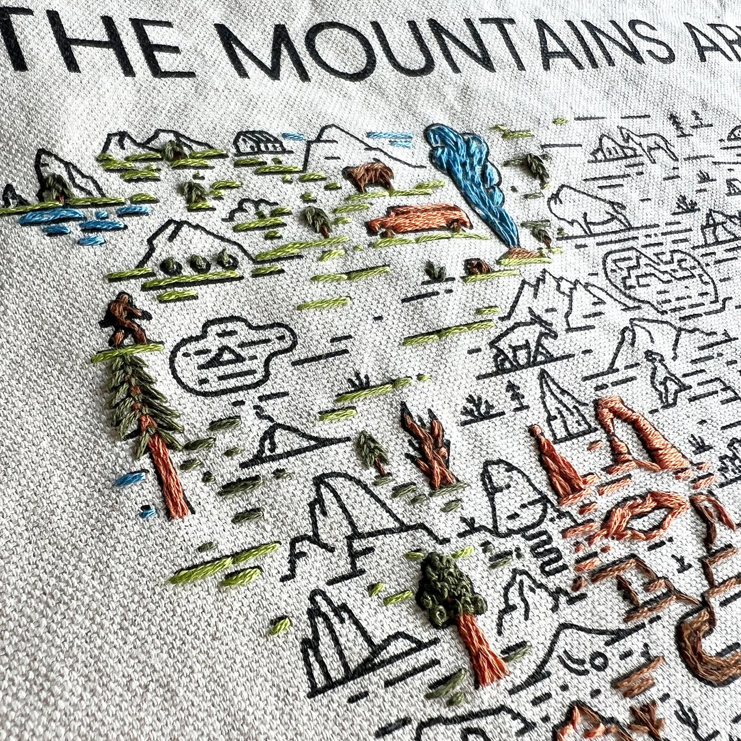 The Mountains Are Calling Embroidery Tote Kit