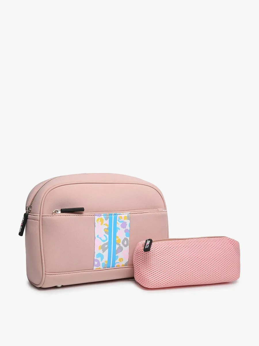 Toni Neoprene Striped Cosmetic Bag