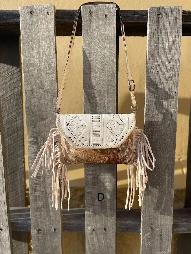 Top Notch Accessories Beige Cowhide Purse With Leather Embossed Flap 3072BG
