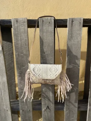 Top Notch Accessories Beige Cowhide Purse With Leather Embossed Flap 3072BG