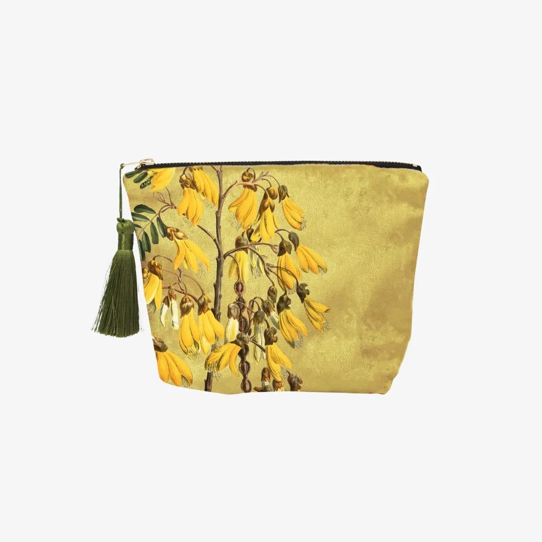Velvet Cosmetic Bag - Vintage Botanical Kowhai