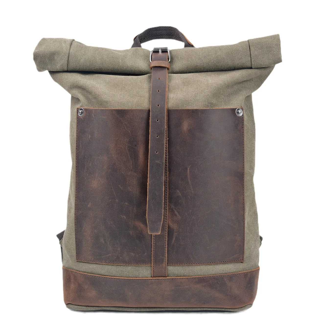 Vintage Cotton Canvas Roll Top Backpack
