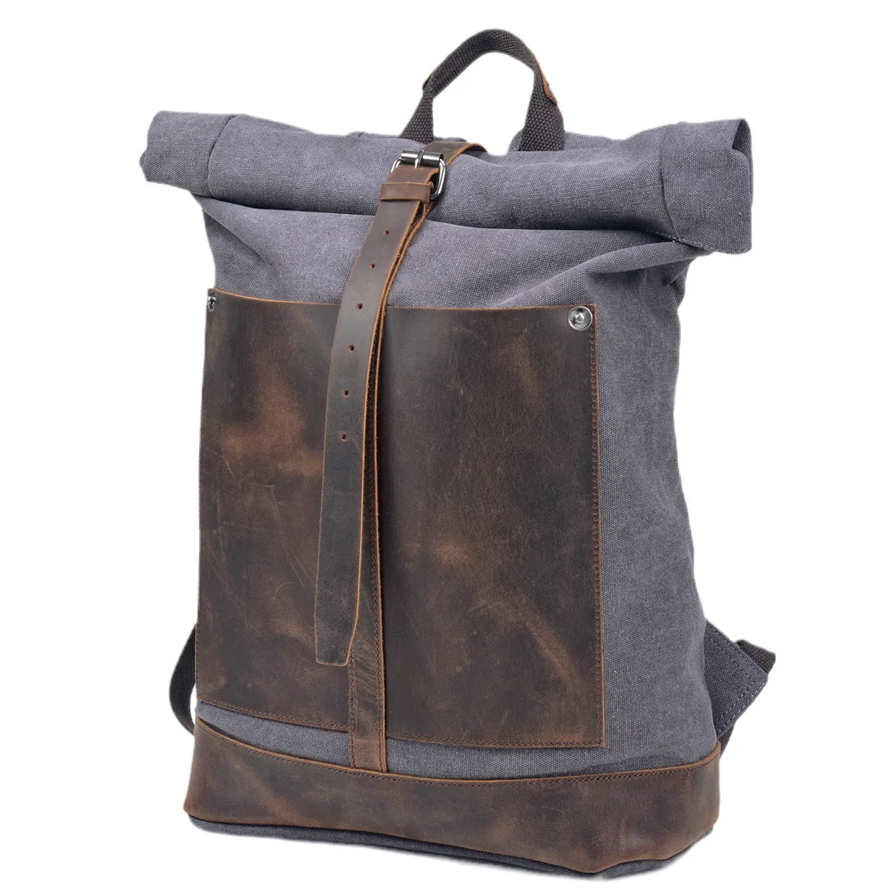 Vintage Cotton Canvas Roll Top Backpack
