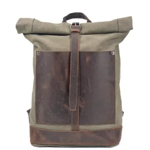 Vintage Cotton Canvas Roll Top Backpack