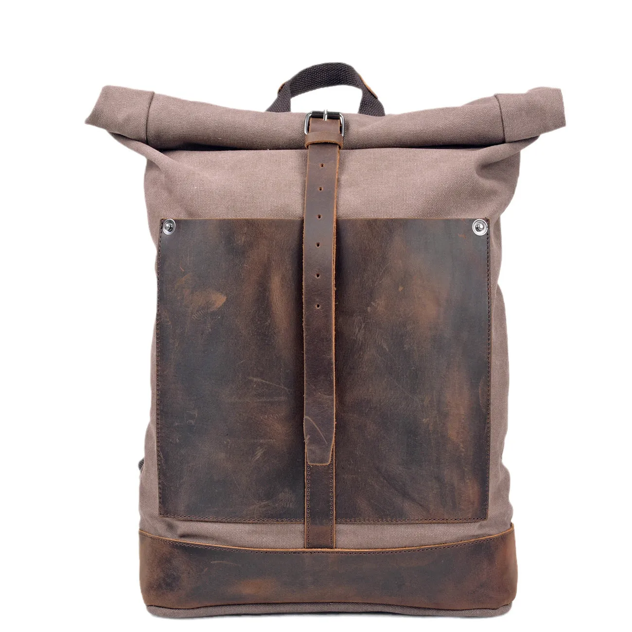 Vintage Cotton Canvas Roll Top Backpack