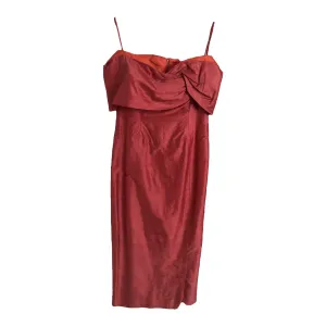Vittorio Rosato London Vintage 100% Pure Silk Sleeveless Evening Gown Maxi Dress Coral Pink UK Size 12-14