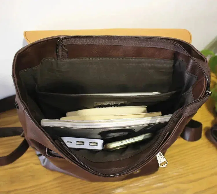 Vvsha  Christmas Gift Retro Leather PC Bag Backpack