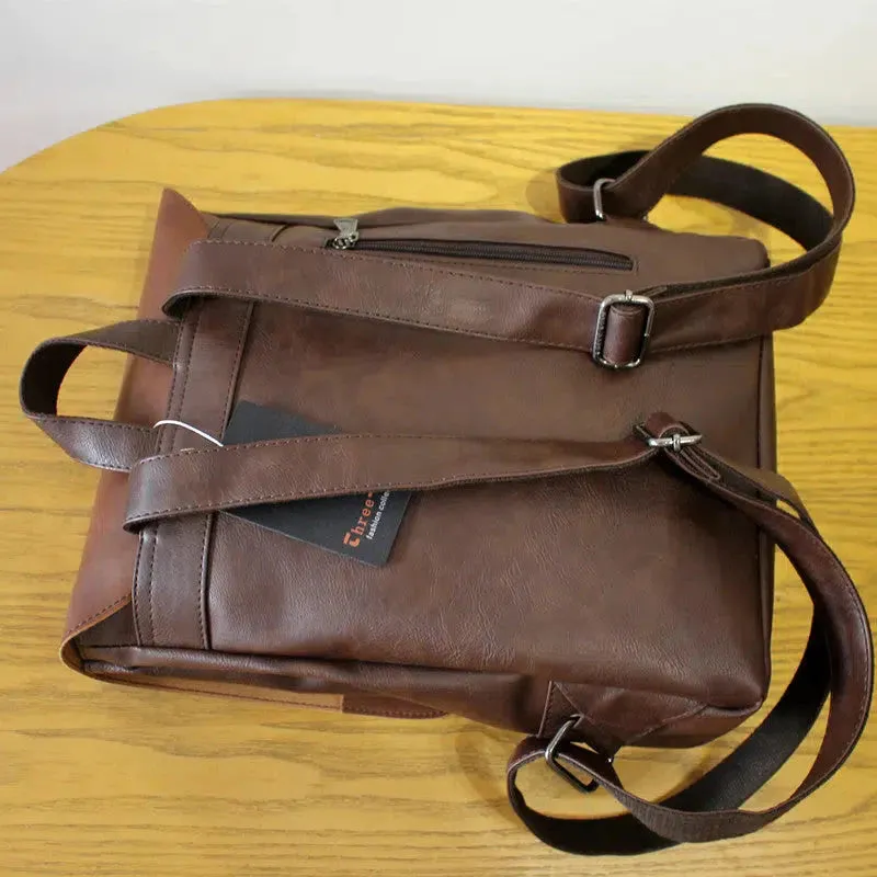 Vvsha  Christmas Gift Retro Leather PC Bag Backpack