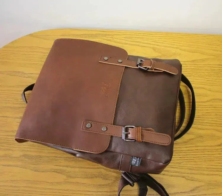 Vvsha  Christmas Gift Retro Leather PC Bag Backpack