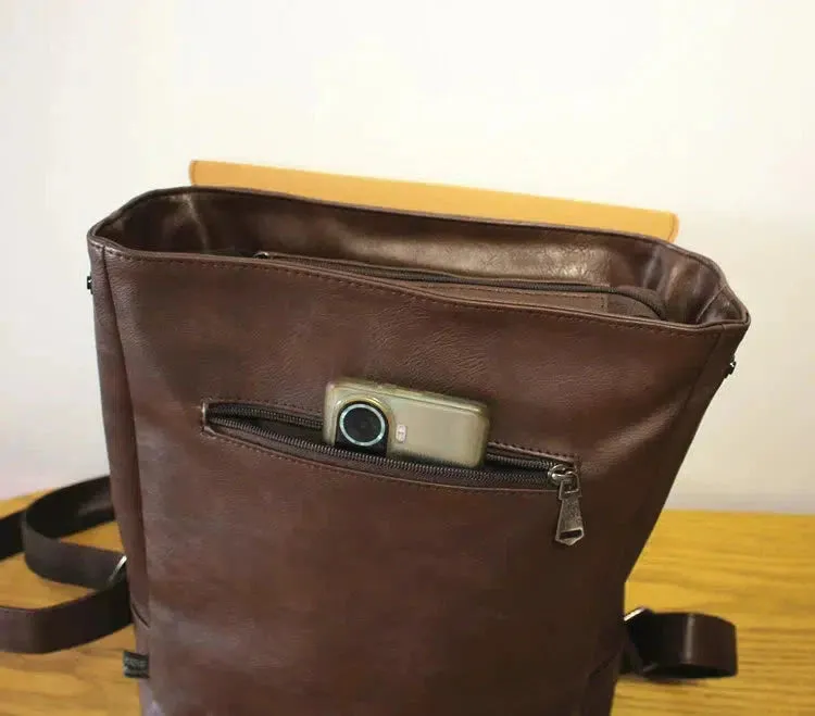 Vvsha  Christmas Gift Retro Leather PC Bag Backpack