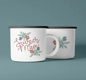 Welsh Ceramic Camping Mug 'Siwper Mam'