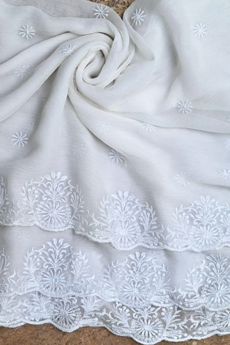 White dupatta AYW-011 - Chiffon