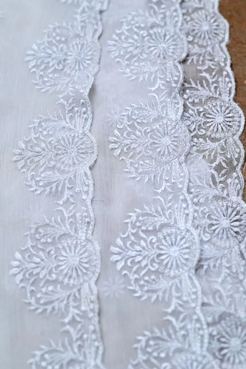 White dupatta AYW-011 - Chiffon
