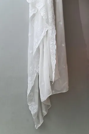 White dupatta AYW-011 - Chiffon