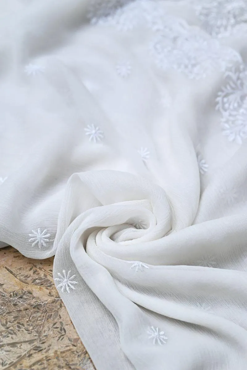White dupatta AYW-011 - Chiffon