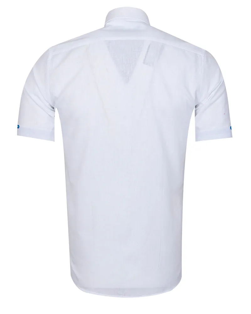 White Linen Plain Short Sleeve Shirt