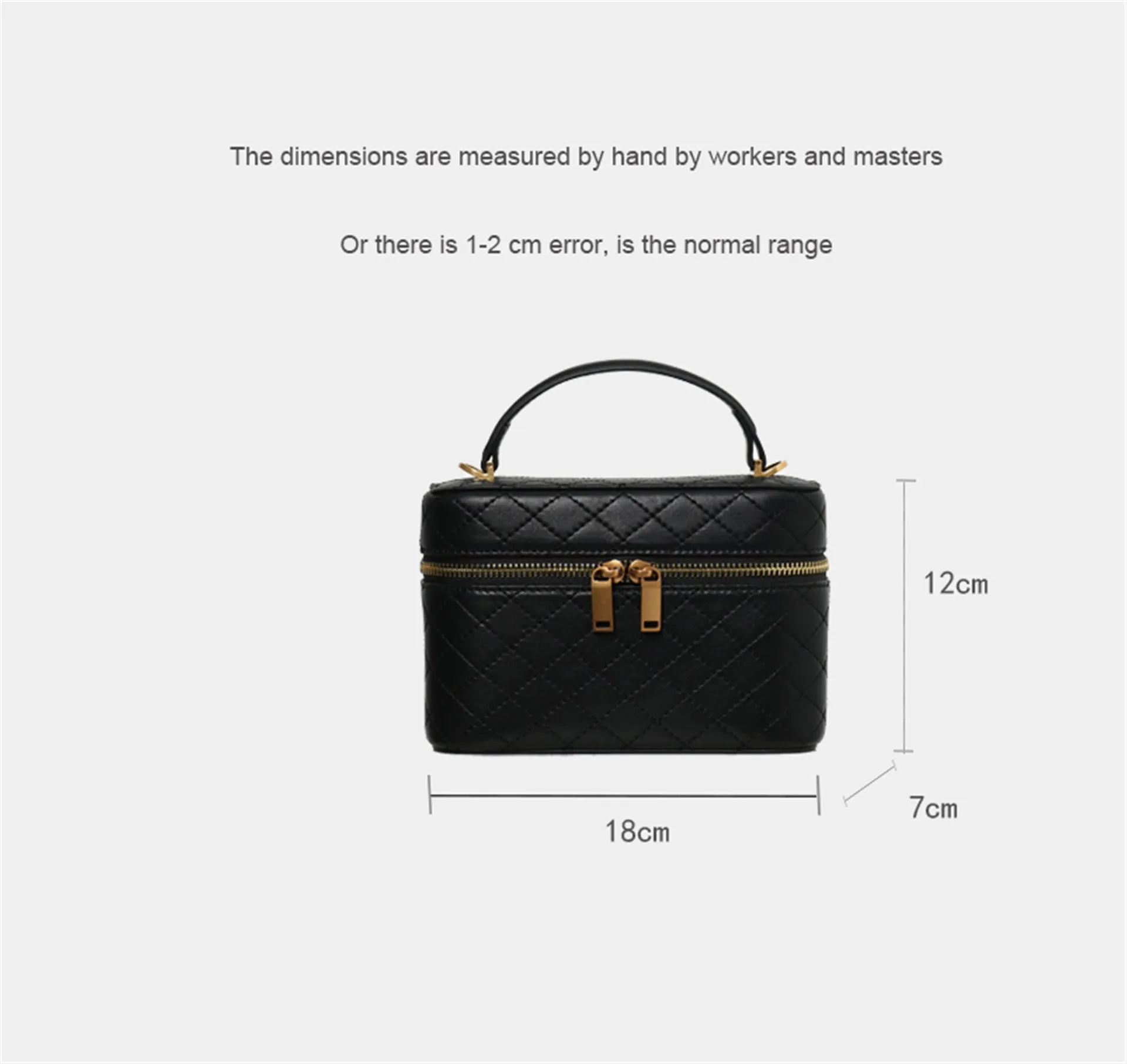 Womens Leather Top Handle Cosmetic Box Bag