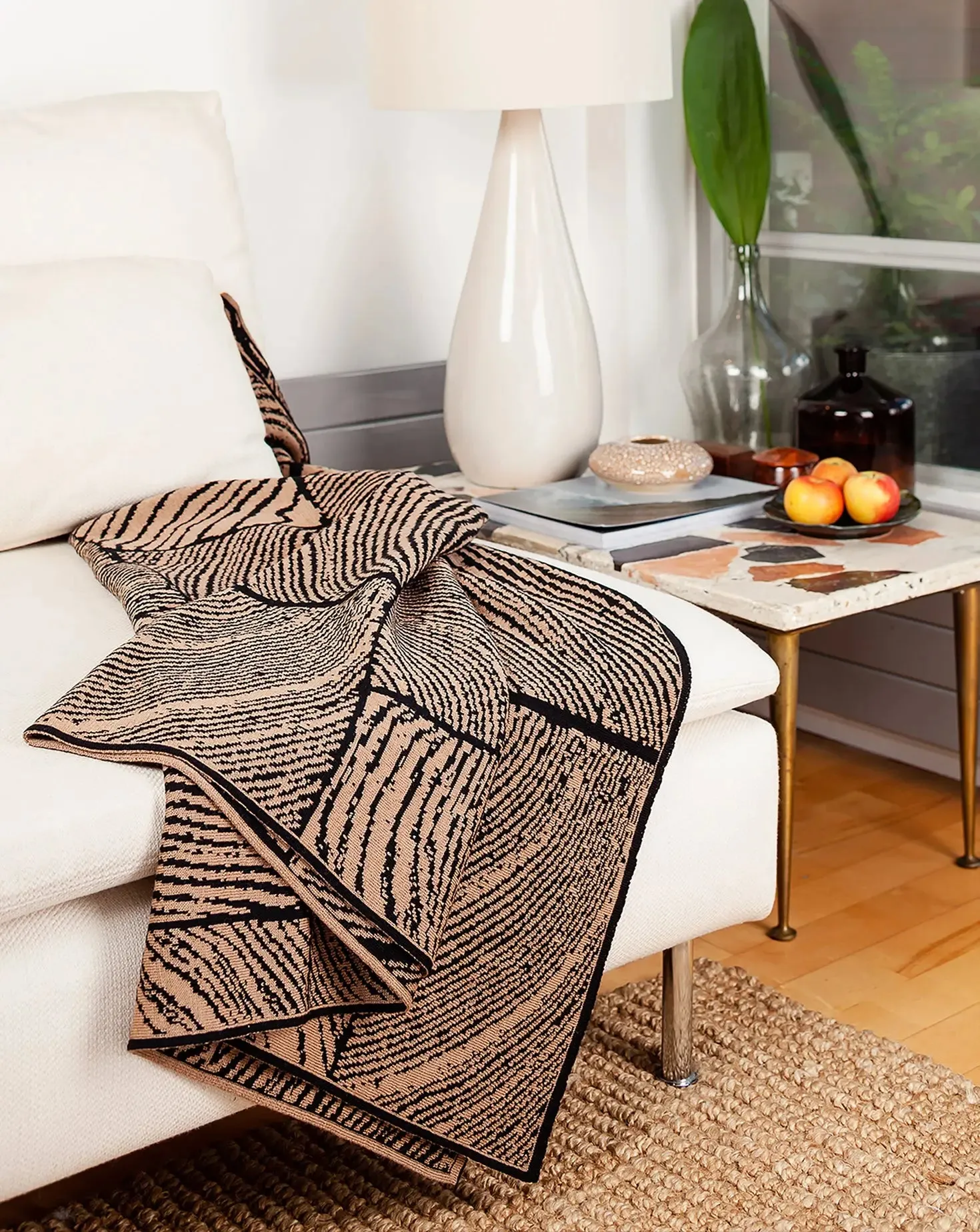 Wood Block Hazelnut Throw