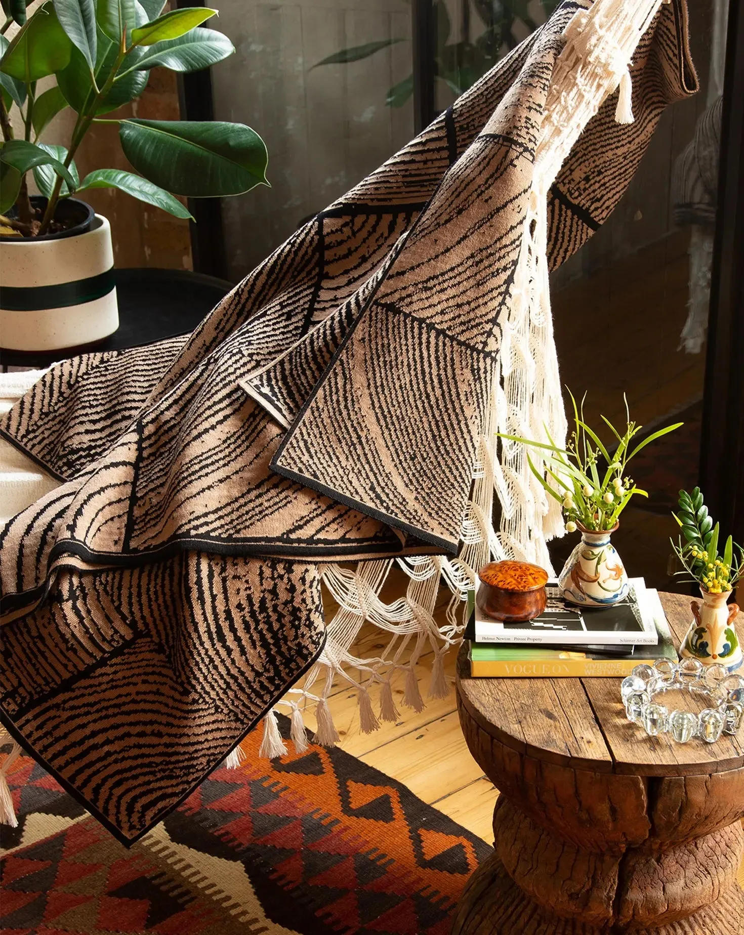Wood Block Hazelnut Throw