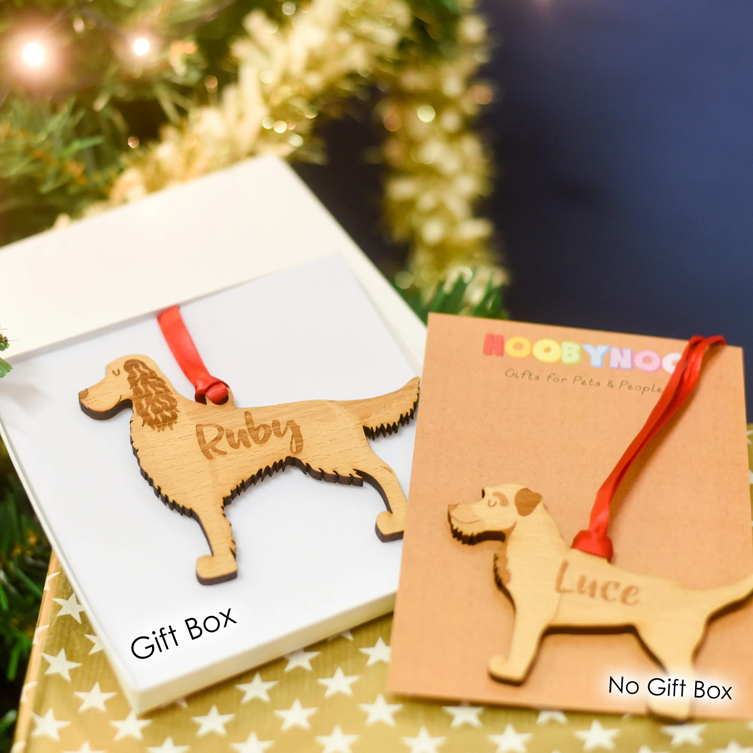 Wooden Dog Christmas Decoration Personalised With Dog's Name