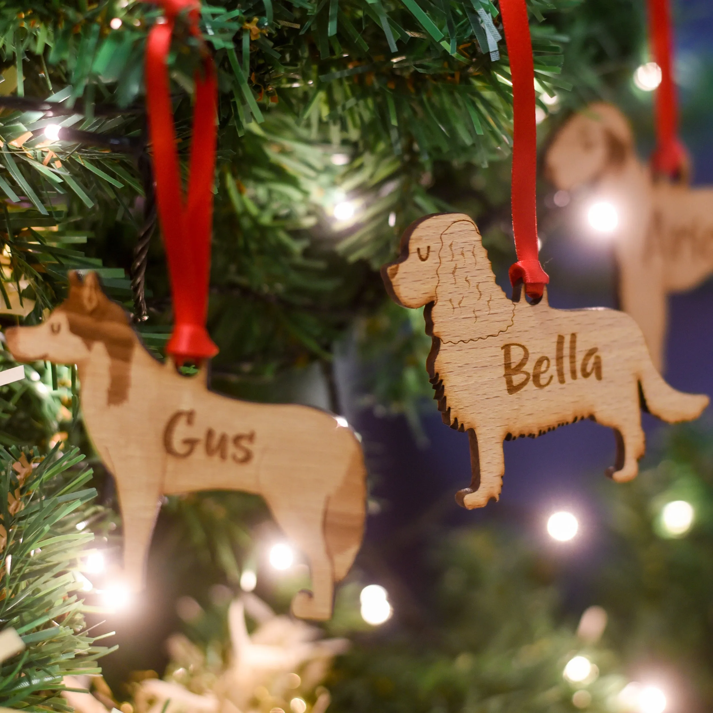 Wooden Dog Christmas Decoration Personalised With Dog's Name