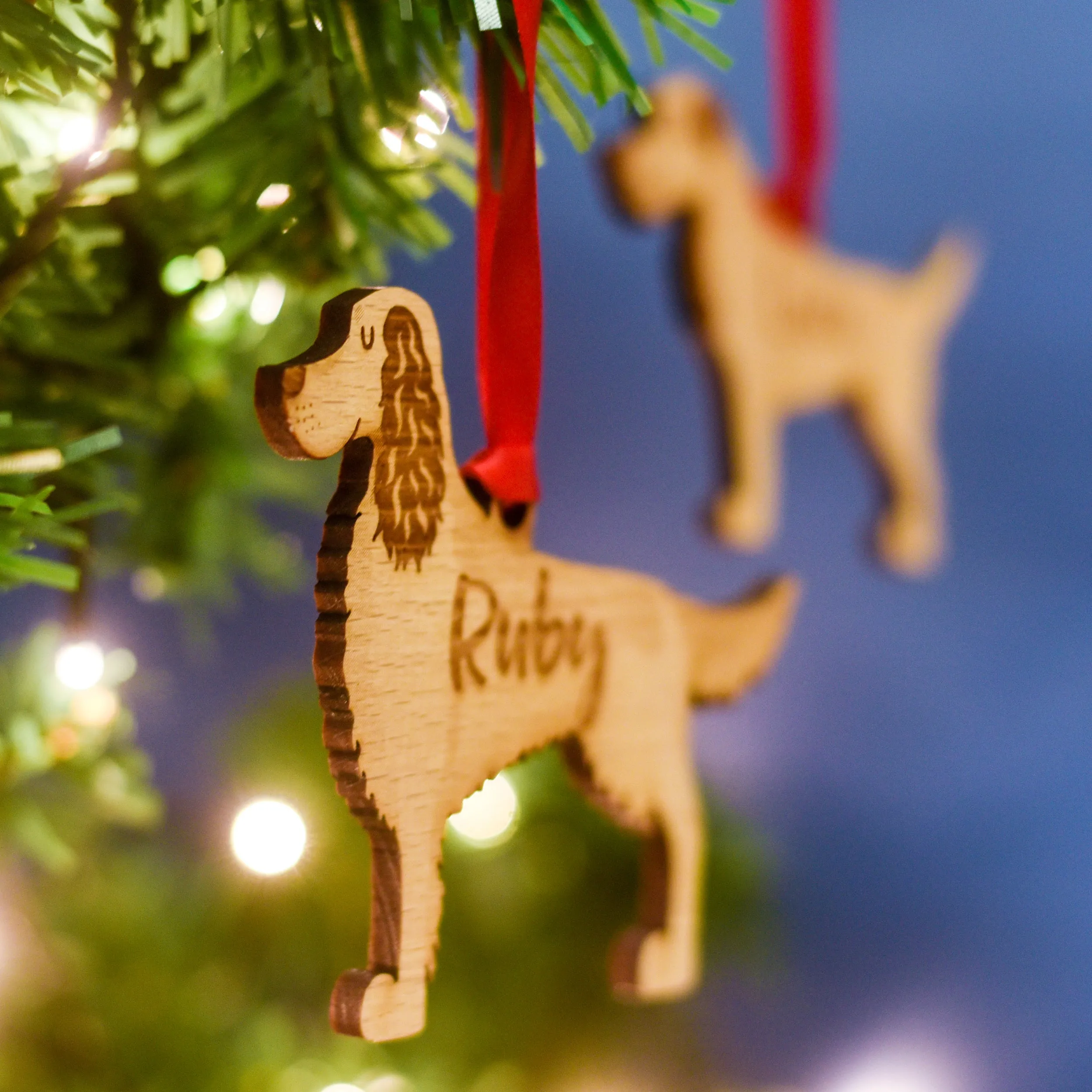 Wooden Dog Christmas Decoration Personalised With Dog's Name
