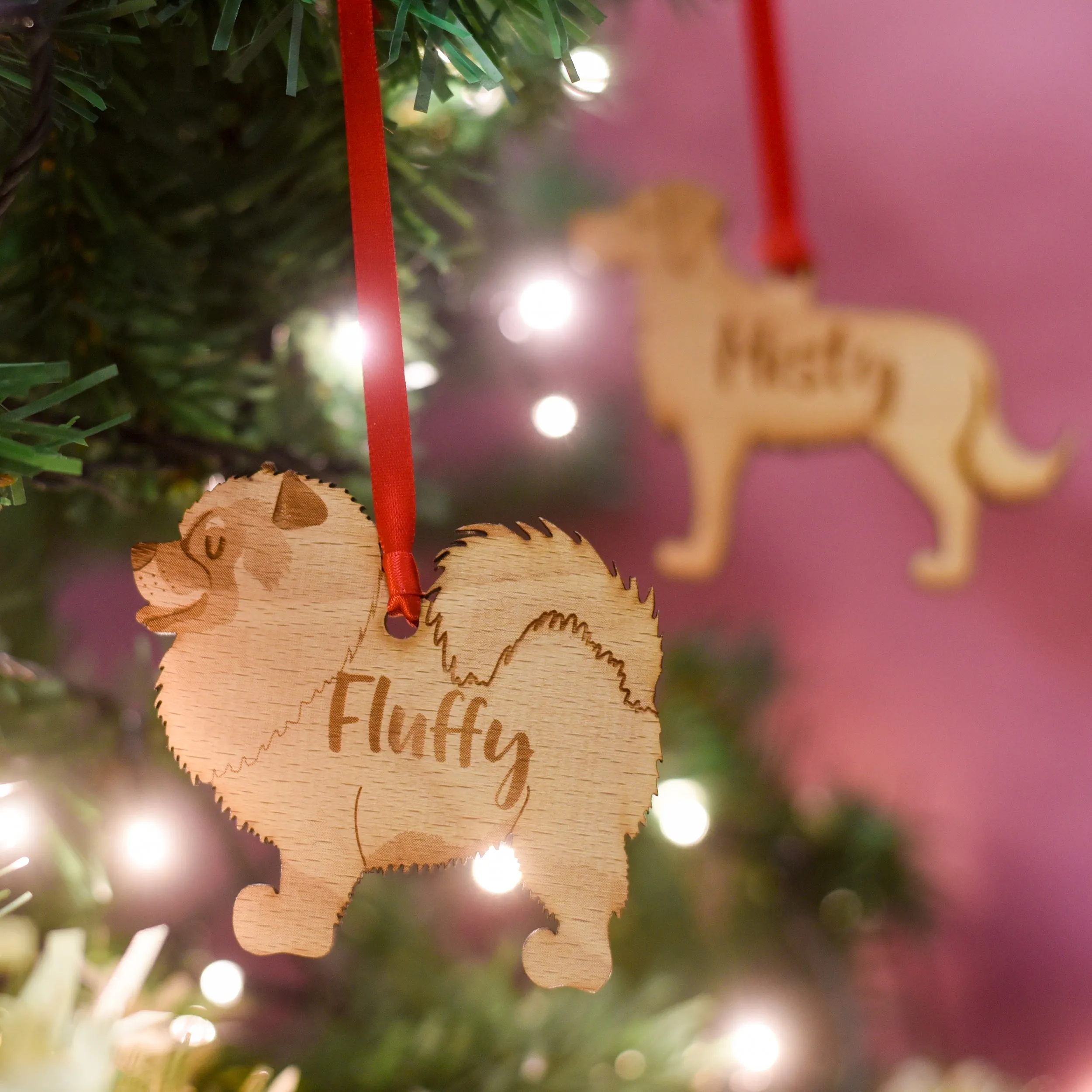 Wooden Dog Christmas Decoration Personalised With Dog's Name