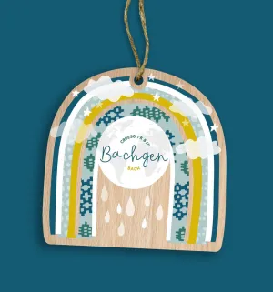 Wooden Gift Decoration 'Croeso i'r Byd Bachgen Bach' baby boy