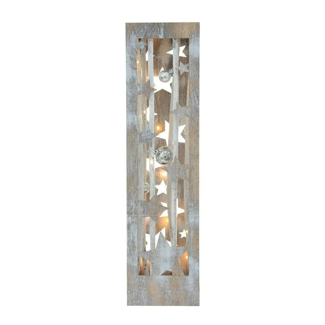 Wooden Merry Christmas Pillar Light Up Xmas Decoration