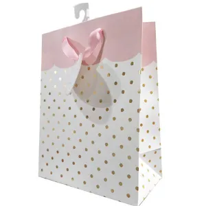 X Large Pink Wavy Dots Gift Bag - 33cm x 45cm x 12.7cm