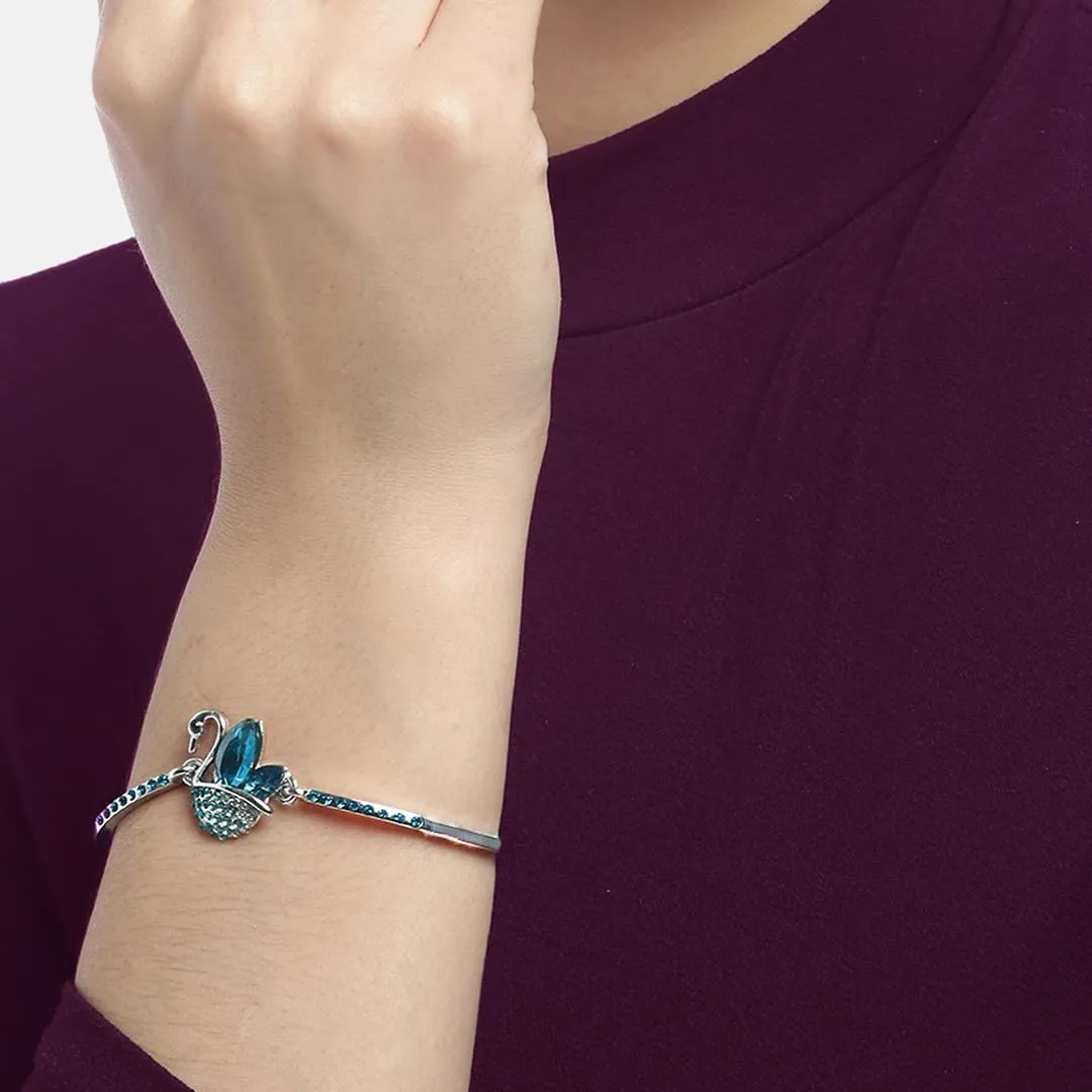 Yellow Chimes Bracelet for Women and Girls Crystal Bracelets for Women | 2 Pcs Combo of Swan and Butterfly Shaped Silver Toned Bracelet | Birthday Gift for Girls and Women Anniversary Gift for Wife