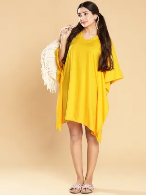 Yellow Rayon Kaftan - Solid