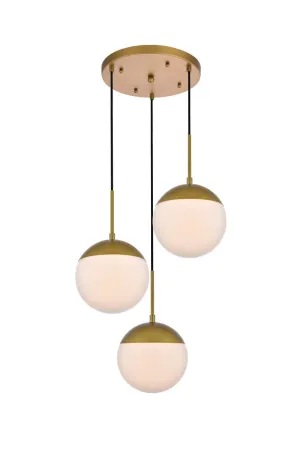 ZC121-LD6072BR - Living District: Eclipse 3 Lights Brass Pendant With Frosted White Glass